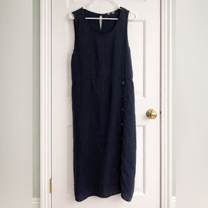 Lungo L’arno Navy Linen Midi Dress – Size 1X